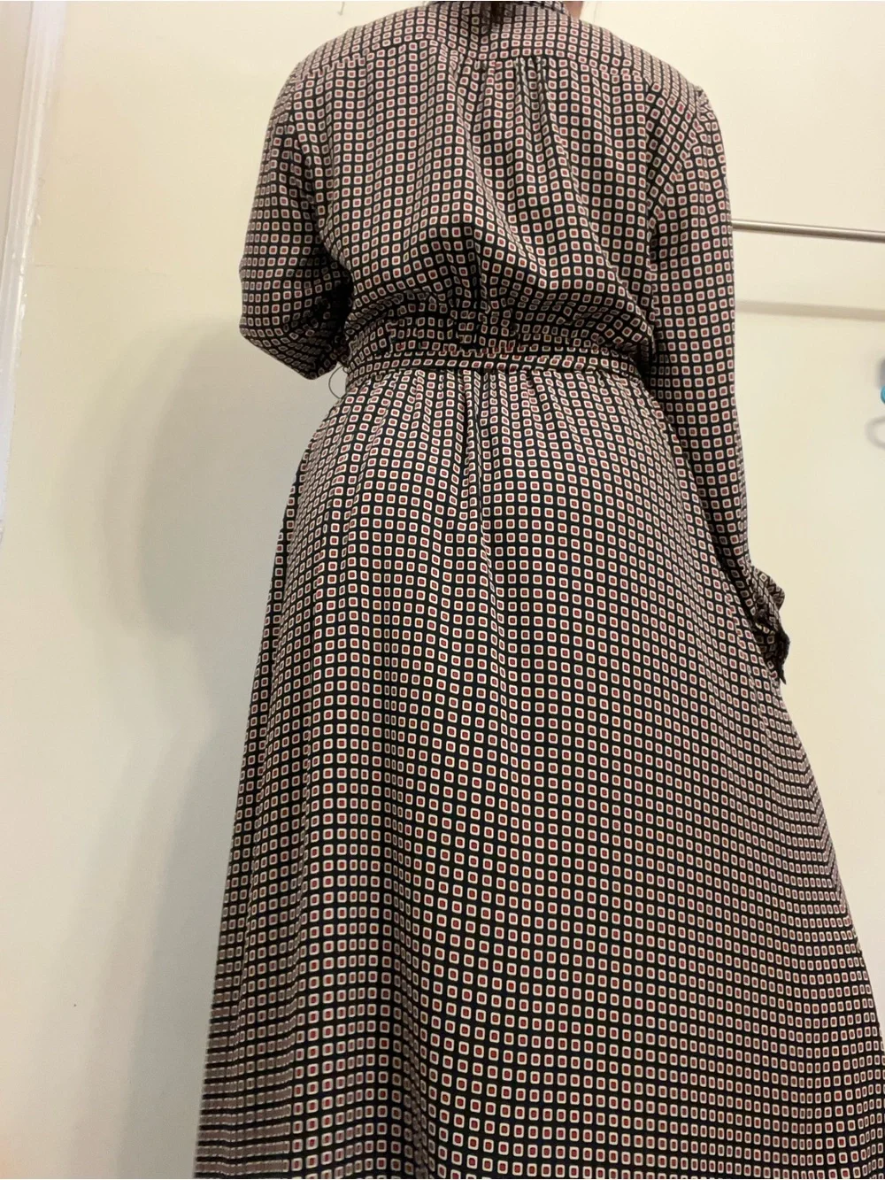 J. Crew Navy, Red, and White Geometric Maxi Dress NWT